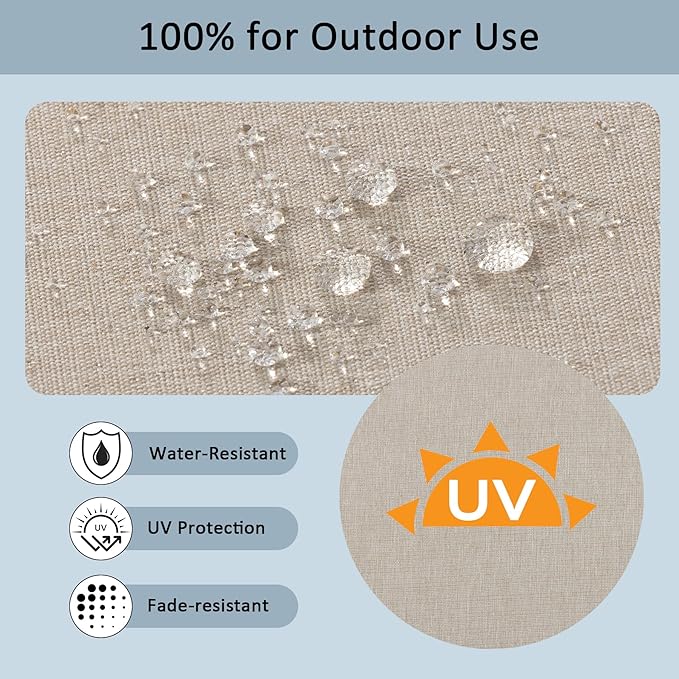 24x24 Inch Outdoor Deep Seat Cushions Set of 2,Thick High-Density Foam, Removable Cover with YKK Hidden Zipper,Water-Resistant UV-Resistant Polyester for Patio Furniture,Putty