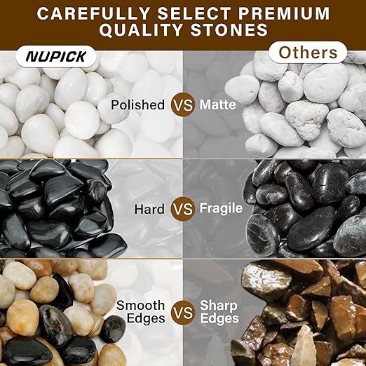 NUPICK 6lb River Rocks for Plants Indoor, 2-3Inch Mixed Pebbles for Vases Fillers, Decorative Gravel for Fish Tank, Natural Polished Stones for Succulent, Bonsai, Landscaping, Bird Baths