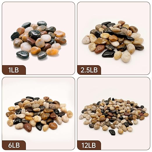 RITOLLO River Rocks Pebbles for Indoor Plants 3/8-1 Inch Natural Aquarium Gravel Decorative Fish Tank Rocks Garden Landscaping Decor