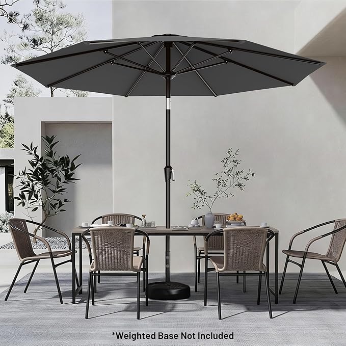 AreShark 9 FT Patio Umbrella for Outdoor, Outdoor Umbrella with Push Button Tilt and Crank, Outdoor Patio Umbrellas with 8 Sturdy Ribs for Market, Garden, Deck, Backyard, Pool (Charcoal Gray)