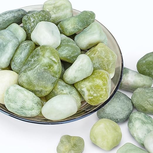 15 lbs Jade Pebbles for Indoor Plants, 1-2 Inch Polished River Rocks, Decorative Garden Rocks Outdoor Landscaping, Large Natural Stone for Walkways, Yard, Vases, Crafts