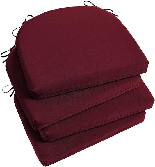 Basic Beyond Outdoor Chair Cushions Set of 4, Outdoor Cushions for Patio Furniture, Water Resistant Patio Chair Cushions with 2 Ties, 17x16x2, Burgundy