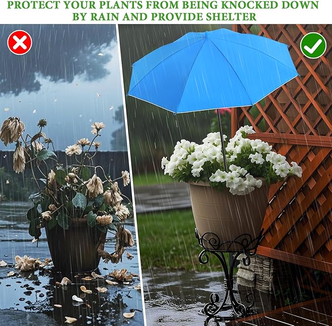 3 Pack Plant Umbrellas for Outdoor Plants - Adjustable Height Garden Umbrella Shade for Potted Plants Garden Beds Flower Pot, Provide Shade to ‌Defend Plants from Blazing Sun, Upgraded Larger Size