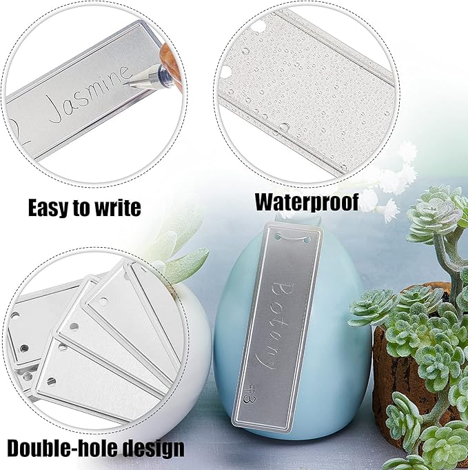 Ripeng 120 Pieces Aluminum Metal Plant Labels Writable Seedling Tree Tags with 6 Inch Wires Waterproof Double Sided Write for Plant Garden Marker Outdoor Identification and Greenhouse