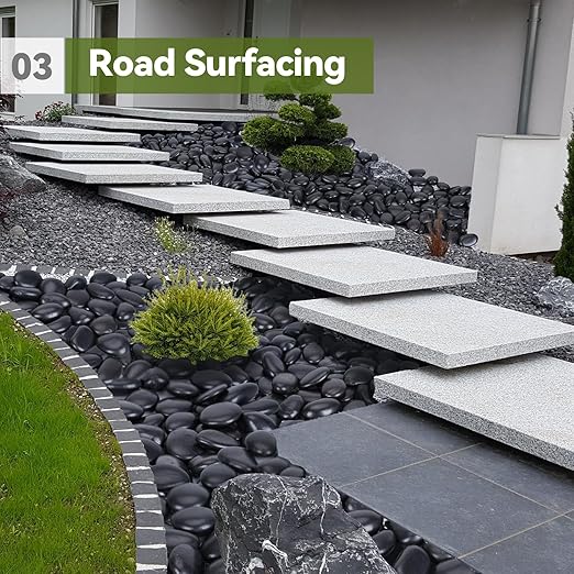 20 lbs Black Stones for Plants Indoor, 3-4 Inch Decorative River Rocks for Plants, Flower Pots, Vase, Polished Garden Stones for Outdoor Landscaping, Walkways, Yard