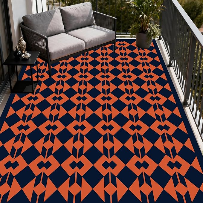 WILDROOTS 8x10 Feet Diamond Mask Plastic Outdoor Rug, Stain Resistant Waterproof Reversible Outdoor Patio Rug, Fade Resistant Camping Rug