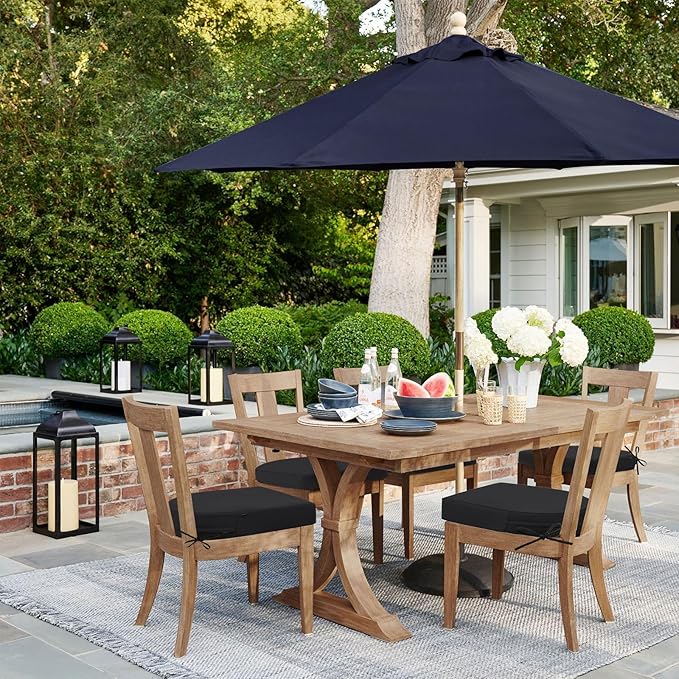 Topotdor Outdoor Chair Cushions Set of 2, 18"x18"x2" Waterproof Patio Chair Cushions for Outdoor Furniture, Round Corner Outdoor Seat Cushions Color Fastness Chair Pads with Ties, Black