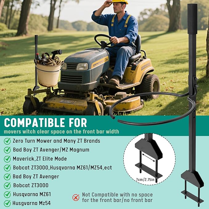 Zero Turn Mower Bucket Holder with Handle, 5 Gallon Trash Bucket Bracket Mounting Kit,Universal Fit Lawn Mower Accessories for Yard, Garden and Outdoor Cleaning Tools