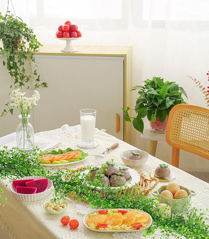 RECUTMS Fake Vines Garland Artificial Hanging Plant Faux Ferns Leaves Greenery Ivy Garland 2Pcs for Spring Home Indoor Outdoor Wedding Farmhouse Table Centerpiece Party Garden Valentines Decor(Green)