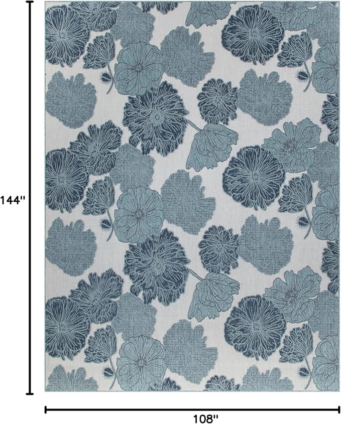Nourison Home Garden Oasis Blue 9' x 12' Area Rug - Easy Clean, Non Shedding, Bed Room, Living Room, Dining Room, Kitchen (9' x 12')