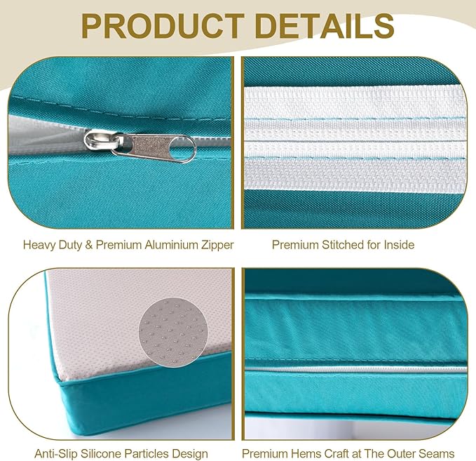 Outdoor Replacement Cushions for Patio Furniture,14-Piece Patio Water-Resistant Replacement Sofa Cushions,Fits 6-seat Sectional Rattan Conversation Set,Liner&Cover (Lake Blue)