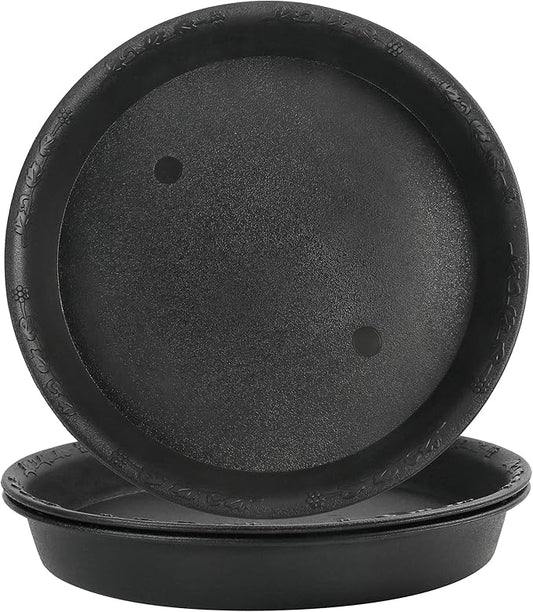 LotFancy Plant Saucer, 9 Inch of 3 Pack, Heavy Duty Plastic Plant Trays, Durable Pot Saucer Drip Tray for Indoor Outdoor, Flower Drainage Pot Base, Black