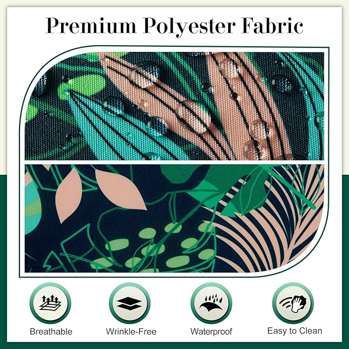 Cozyide Outdoor Chair Cushions, Waterproof Patio Seat Cushions with Adjustable Straps, Round Corner Patio Chair Cushions for Garden, Green Leaf, 17x16x2 Inch (Pack of 4)