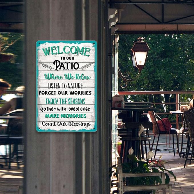Funny Patio Signs For Outside Welcome To Our Patio Sign Outdoor Signs For Backyard Decor Patio Metal Signs Deck Tin Signs For Outside Patio Decorations Patio Rules Sign 8x12 Inch