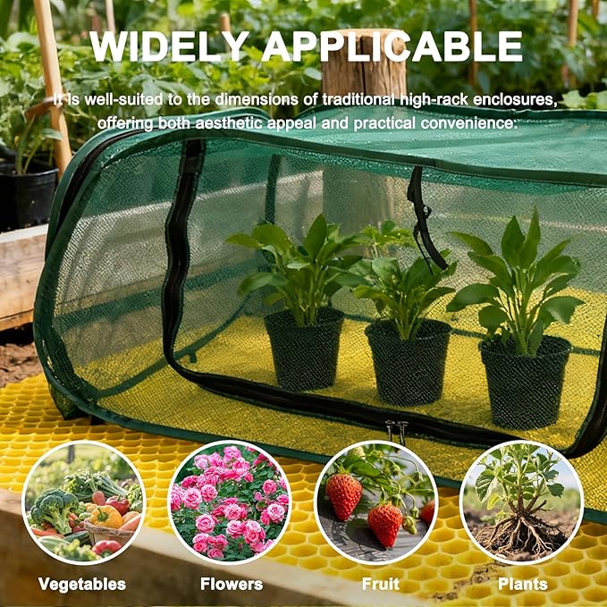 Garden Cover for Raised Beds 45“ x 22” x 16" Pop-Up Mesh Plant Garden Bed Cover For Vegetables, Seedlings, Fruits, Frost Protection, Outdoor Gardening Bird and Animal Barrier Greenhouse Cover