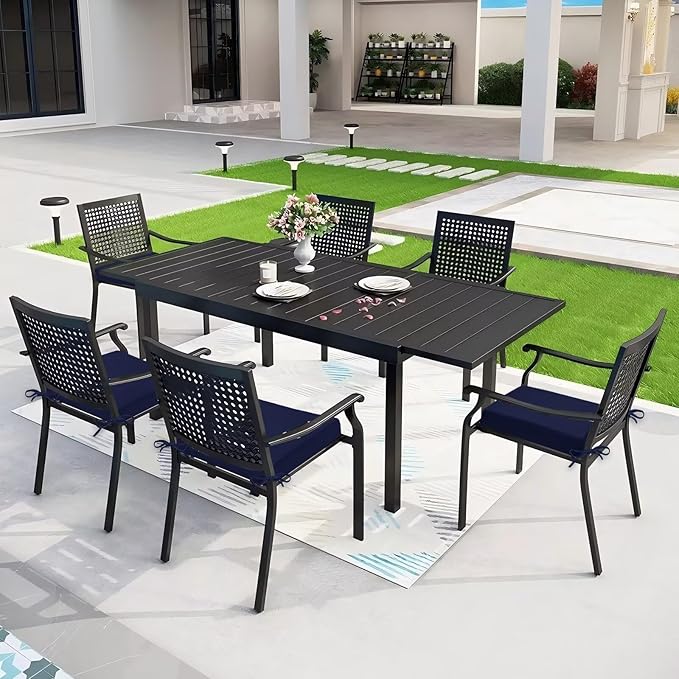 Outdoor Chair Cushions Set of 2, 18.5 x 16 Inch Patio Chair Cushions for Outdoor Furniture, Water Resistant, Non-Slip Ties (Navy Blue)