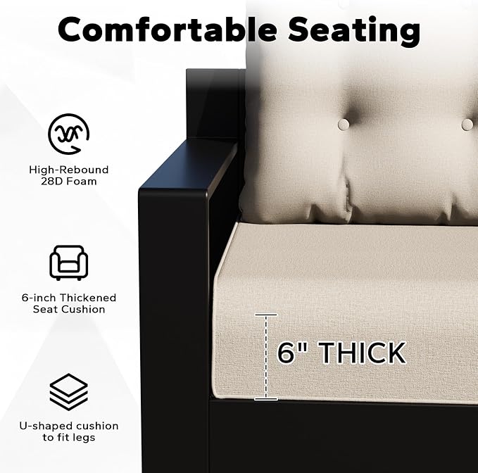 Joyside Outdoor Chair Cushions Set, 22x25/22x24 Inch Patio Furniture Cushions, 6’’ Thick, Water Resistant & Fade Resistant, Outdoor Replacement Cushions for Seat and Sofa