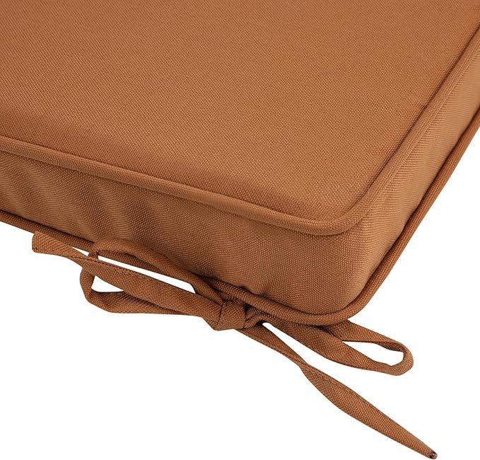 FUNHOME Outdoor Chair Cushions 18x18 Inch,Set of 2,Water Resistant Chair Pads with Ties,Square Seat Cushion 18"x18"x2.5",Patio Chair Cushion for Garden,Backyard Furniture(Caramel Orange)