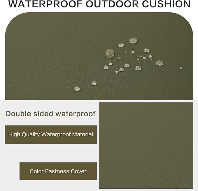 Outdoor Bench Cushion 4 inches Memory Foam Waterproof Patio Furniture Bench Cushion Porch Swing Cushion with Handle and Adjustable Strap, 60 x 18 Inch Sage Green