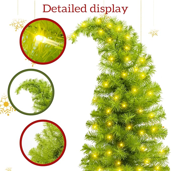 2 Pack Whimsical Christmas Urn Filler, 30 Inch Battery Operated Lighted Xmas Whimsical Christmas Tree, Tripod Stake and 60 LED Lights, Holiday Porch Decorations for Porch, Yard, Garden, Flower Beds