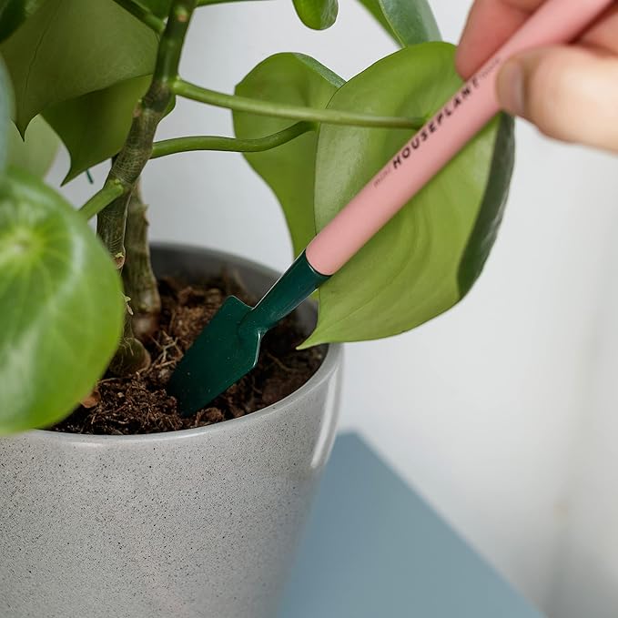 Mini Houseplant Tools - Indoor Gardening Tools Set - Mini Shovel - Mini Trowel - Mini Rake - Pink Pot Plant Garden Tool Set