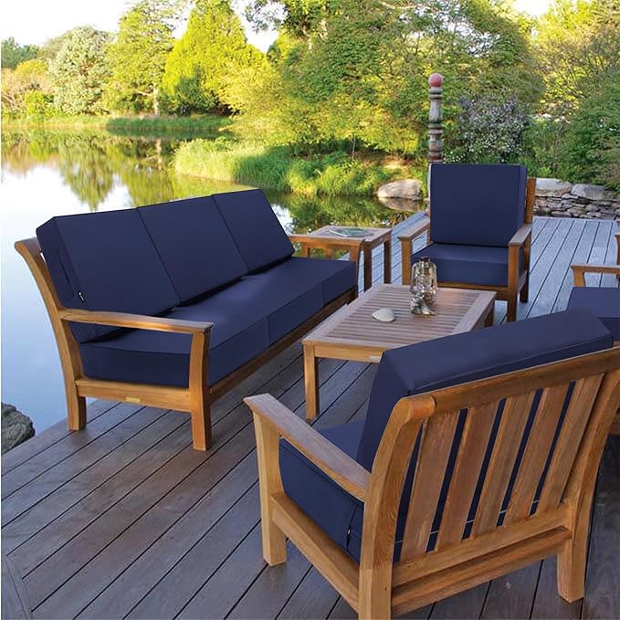 Favoyard Deep Seat Patio Cushion Set 22 x 22 Inch Waterproof Outdoor Chair Cushions for Patio Furniture with Fade Resistant and Removable Cover with Handle & Adjustable Straps for Patio, Yard, Garden