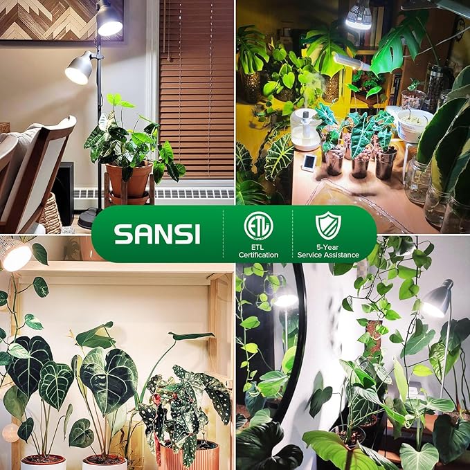 SANSI Grow Lights for Indoor Plants, Full Spectrum 15W Grow Light Bulbs (200 Watt Equivalent) with Optical Lens for High PPFD, 4000K Natural Daylight LED Plant Lights for Indoor Growing Seed Starting