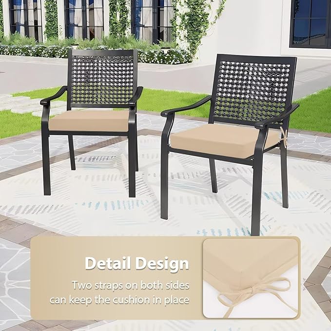 Outdoor Chair Cushion Set of 4, 18.5 x 16 Inch Patio Chair Cushions for Outdoor Furniture, Water Resistant Outdoor Patio Chair Cushions with Non-Slip Ties(Beige)