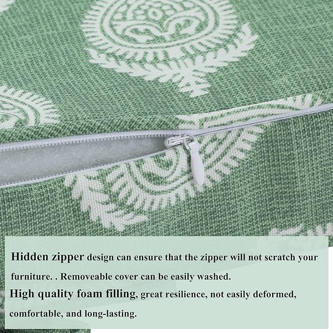 FUNHOME Outdoor Wicker Chair Cushions 18 x 18 x 2.5 Inch, Outdoor Water-Resistant Patio Chair Cushions 2 Packs, Sqaure Chair Pads for Wicker Chair Seat, Fair Green