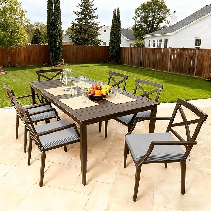 LVTXIII Outdoor Chair Cushions, Water Repellent Patio Furniture Cushions Outdoor Chair Pads with Ties for Dining Chairs and Garden Furniture, 19"x19"x2" Set of 2, Strip Grey