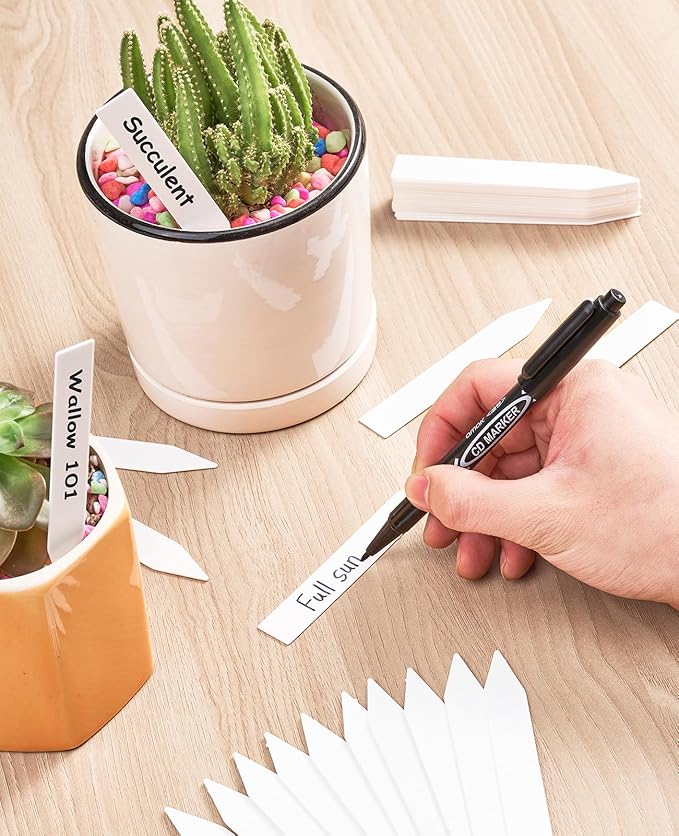 Homenote 200 Pcs 4 Inch Plastic Plant Labels Waterproof Plant Tags for Seedling,Vegetable Gardening Tags,Garden Markers Outdoor for Plants Name Sign with Permanet Marking Pen,White