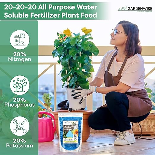 20-20-20 Water-Soluble Fertilizer – Powder for Liquid Plant Food for Indoor & Outdoor Plants, Orchids, Vegetables, Lawns, Flowers – 20 20 20 Fertilizer (10 QUARTS)