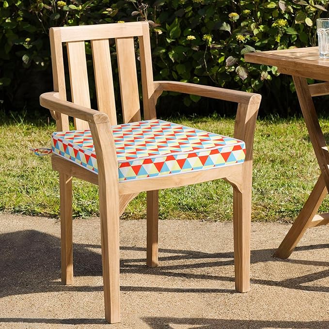 GUEGLSA Patio Seat Cushions 18 inch,Waterproof Square Chair Pad with Ties,18''x18'' Indoor Outdoor Chair Cushion for Garden Furniture,Set of 2,Mix Diamond