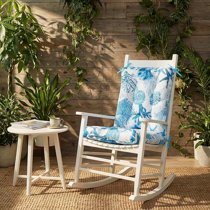 Hoteam 6 Set Outdoor Deep Seat Patio Chair Cushions Waterproof Patio Cushions Set 20 x 42 Inch for Furniture Replacement Removable Seat and Back (Ocean)