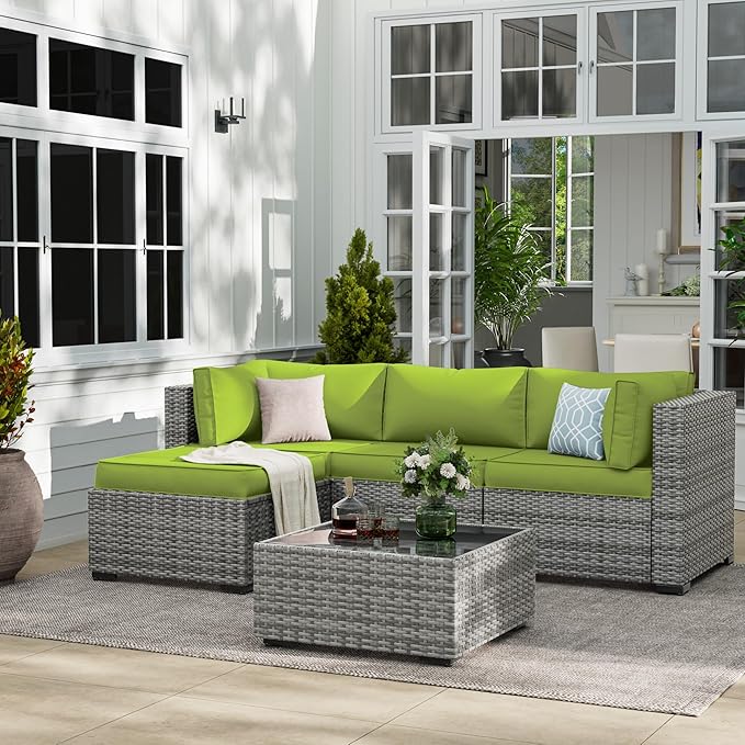 UDPATIO Outdoor Cushions for Patio Furniture, Waterproof Patio Furniture Cushions Replacement, 4" Deep Seat Outdoor Sectional Cushions for 4-seat Chair Sofa Couch, Green