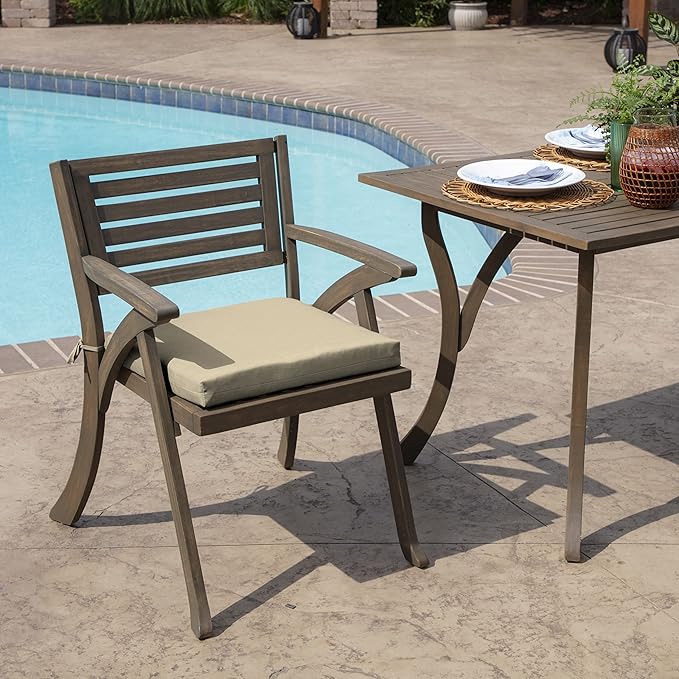 Arden Selections Outdoor Rocking Chair Cushion, 19 x 18, Rain-Proof, Fade Resistant, Cushions for Rocking and Outdoor Chairs 19 x 18, Tan Leala (Pack of 4)