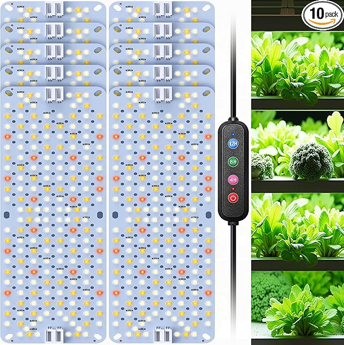 Full Spectrum 1920 LEDs Grow Lights, 100W Plant Grow Lights for Indoor Plants with Daisy Chain Function, Sunlike Spectrum,4/8/12/16/20H Timer for Seed Starting(Pack10)