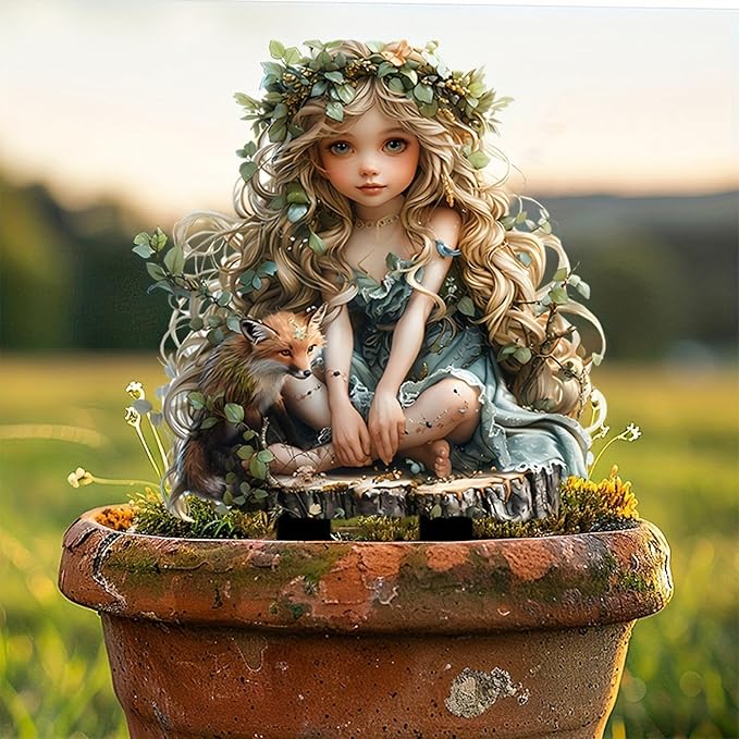 Bohemian Fairy Flower Pot Decor - Planter Pots Decor & Accessories for Home or Garden (Fox Elf)