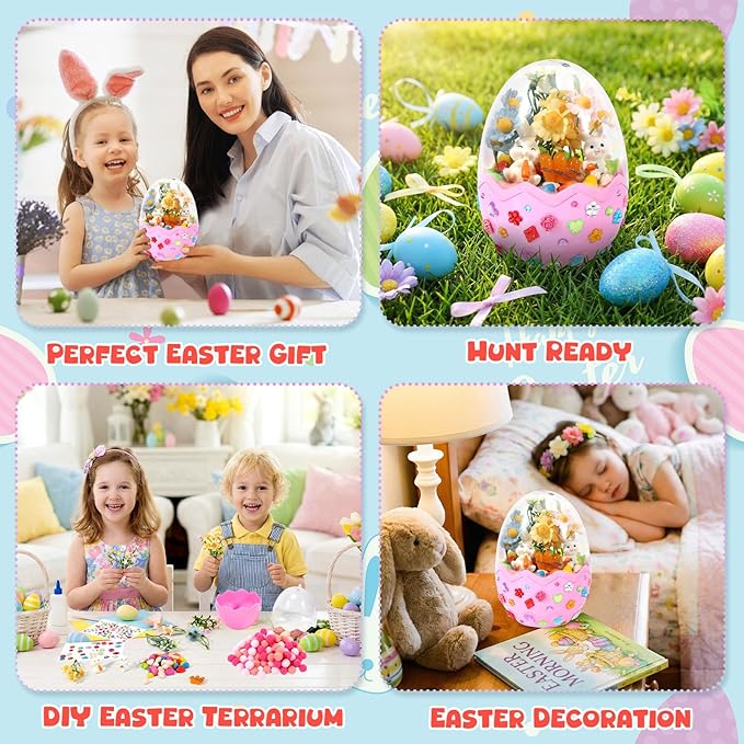Easter Bunny Terrarium Kit for Kids, Mini Flower Garden Arts & Crafts, Easter Basket Stuffers, Rabbit Gardening Gift for Boys and Girls Ages 4-12