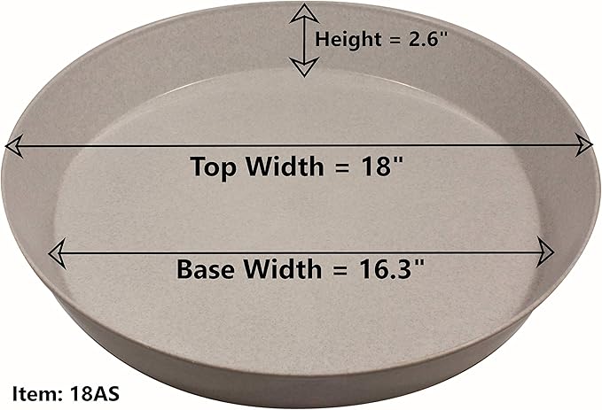 18 Inch (16.3 Inch Base) Case of 5 Plant Saucers - White Granite Colored Polypropylene – Heavy Duty Indoor/Outdoor – Collects Flower Pot Drainage and Excess Water– Made in USA