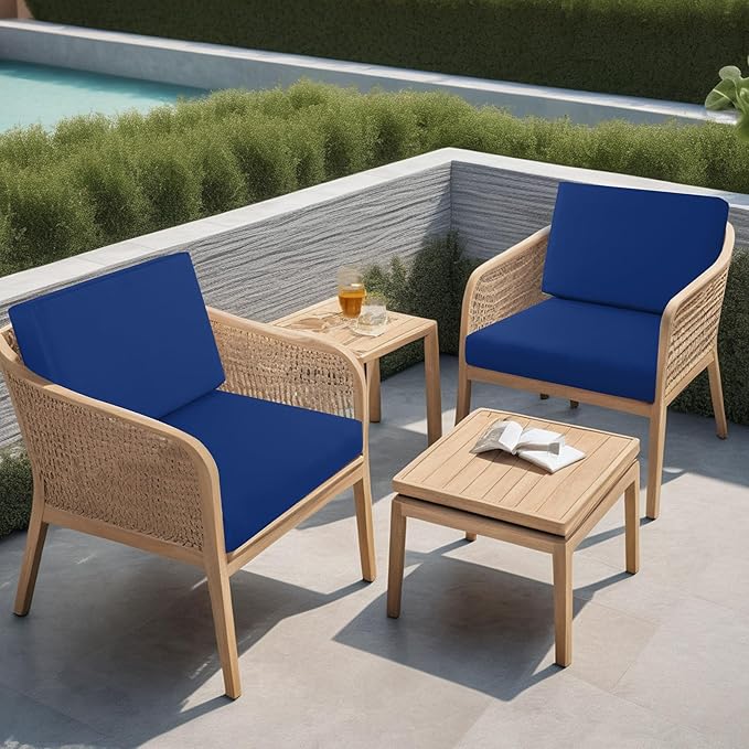 idee-home Outdoor Cushions for Patio Furniture, Outdoor Seat Cushion, Waterproof Hampton Bay Deep Seat Replacement Couch Chair Cushions for Garden Lawn Backyard Deck, Navy 28.5 x 28.5