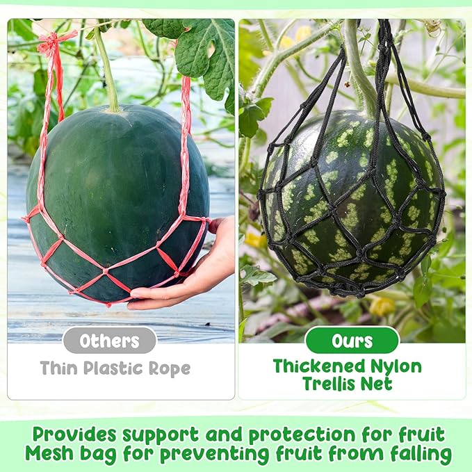 Nuenen 12 Pcs Watermelon Net Melon Hammock Melon Cradle Plant and Garden Supports Pumpkin Support Hanging Bag Protects Watermelons, Honeydew, Squash, Cantaloupes (Black)