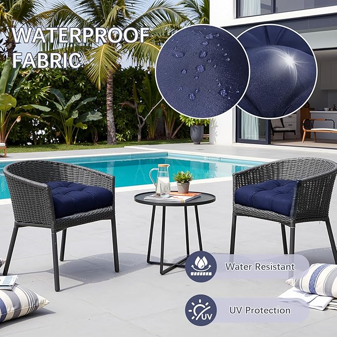 Gnostik 2 Pcs Outdoor Seat Cushions, Yellow Waterproof U Shaped Outdoor Chair Cushions Patio Chair Seat Pads for Porch, Garden Furniture, 18.6"X18.6"