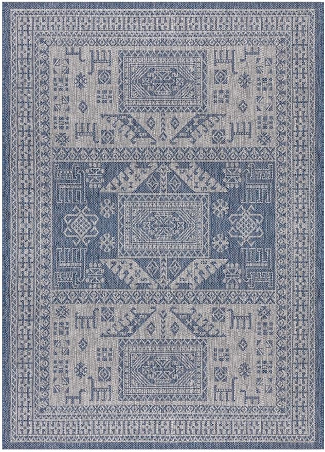 Keen Home Design Terrace Outdoor Area Rug - 46"x67" Washable Indoor/Outdoor Rug for Patio, Kitchen, Balcony, Beach, Garden, Deck and Porch, Size: 3'10" x 5'7", Force Navy