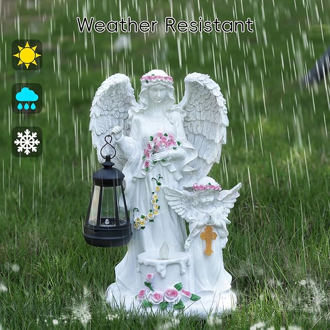 Angel Solar Lights Outdoor Garden, Angel Garden Statues Outdoor - Angel Statue for Patio, Lawn Or Garden Decor
