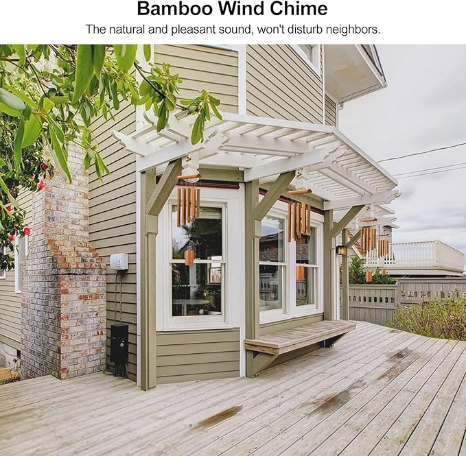 Wind Chimes for Outside, Sympathy Wind Chimes Bamboo Windchimes Outdoors with Natural Sounds, Gifts for Mom, Indoor Outdoor Decorations for Patio Porch Garden and Backyard