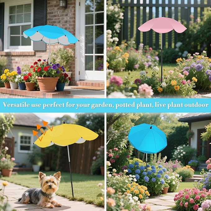3 Pack Adjustable Plant Shades for Outdoor Plants, Larger Garden Umbrella Shade Covers for Plants, Sun Protection Umbrella for Potted Plants,Garden Bed,Flower Pot (Pink+Blue+Yellow)