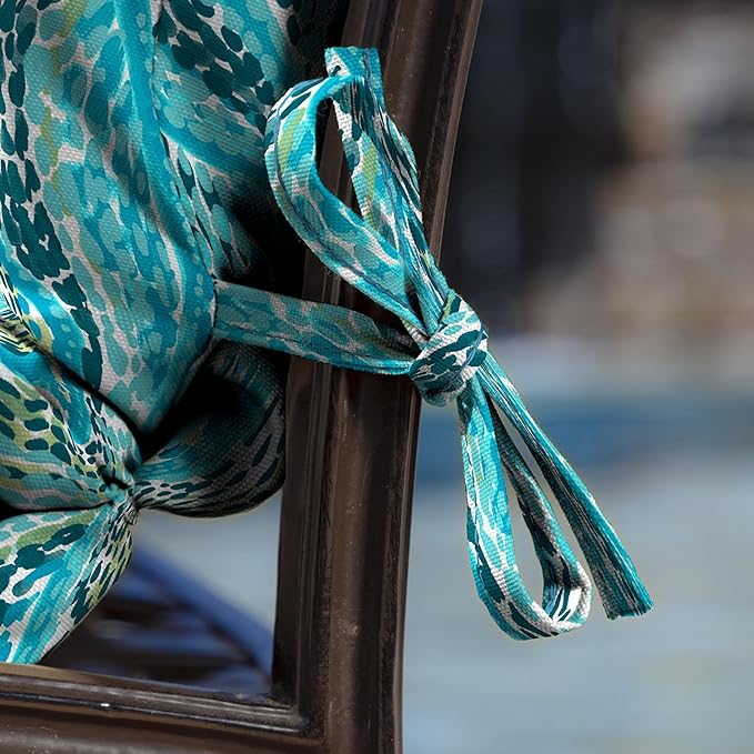 Arden Outdoor Dining Chair Cushion, 2 Pack, 20 x 20, Rain-Proof, Fade Resistant, Teal Ariel