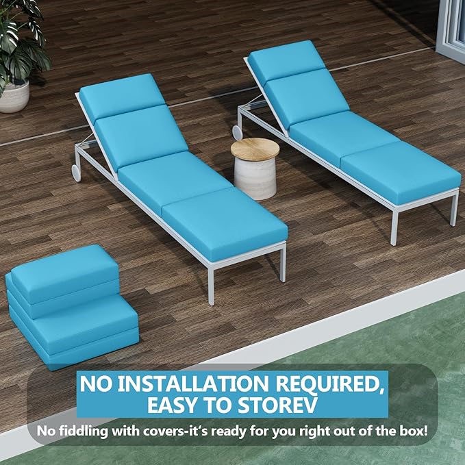 Chaise Lounge Cushions Outdoor, 80 x 26 x 4 Inch Lounge Chair Cushions for Outdoor Furniture - Waterproof Lounge Patio Replacement Cushion, 4In Fade-Resistant ThickPatio Chaise Lounge Cushion