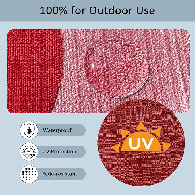 19"x19" Outdoor Universal Cushion Set of 1, Patio Cushions with Handles & Ties, Water-Proof Stain-Resistant UV Resistant Weather Resistant High Resilience Foam,Chili